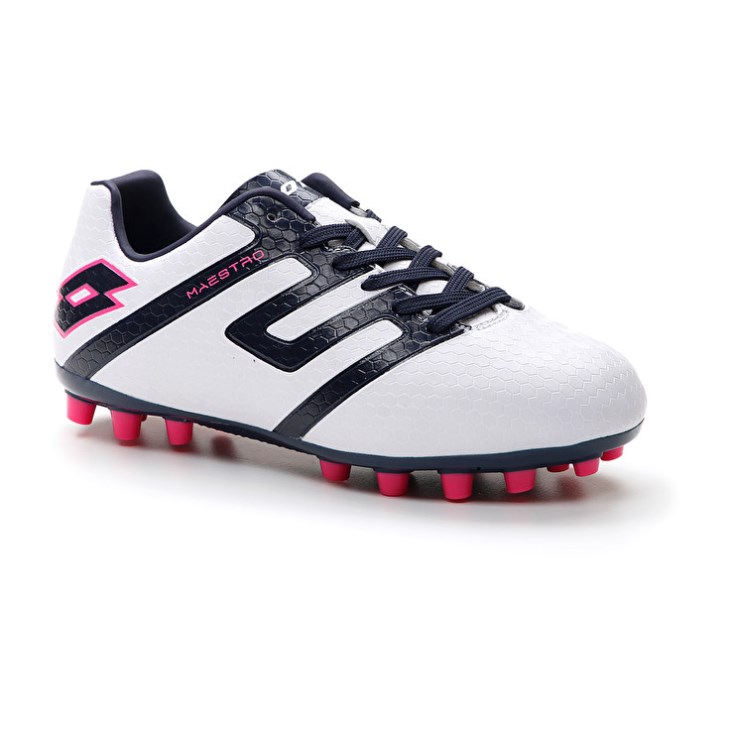 Kids' Lotto Maestro 700 IV AGM JR Soccer Shoes Wgite / Black / Red | GP324812E7