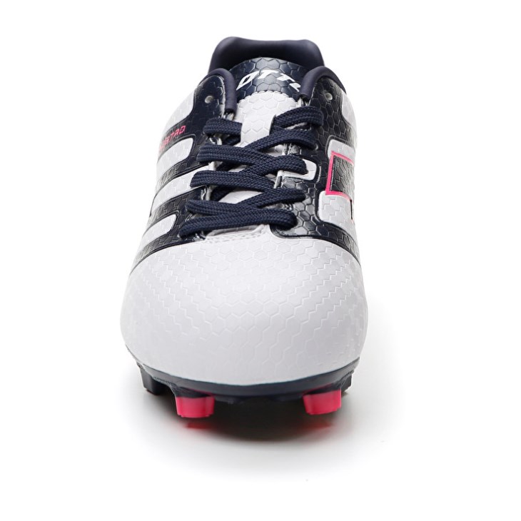 Kids' Lotto Maestro 700 IV FG JR Soccer Shoes White / Navy Blue | DG279607J3