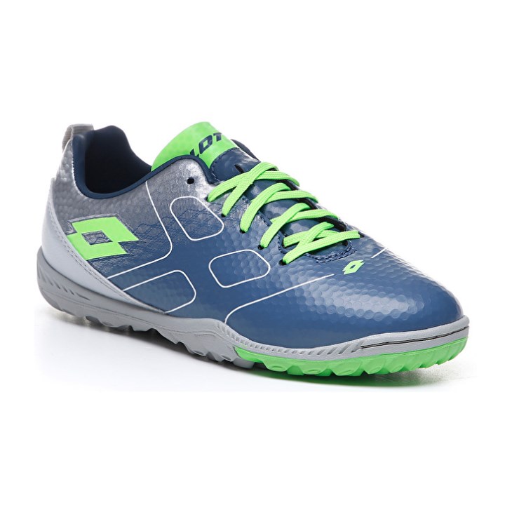 Kids' Lotto Maestro 700 TF JR Soccer Shoes Silver / Blue / Green | NH840934S5