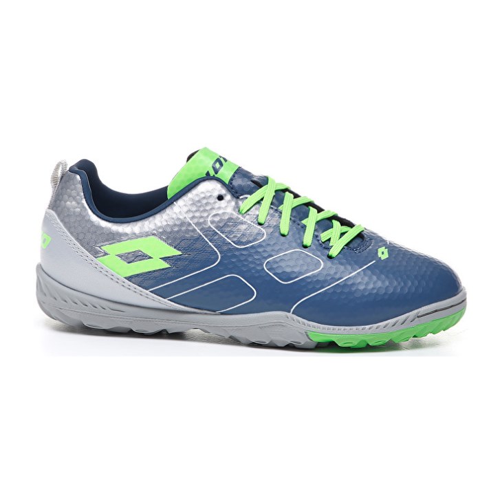 Kids' Lotto Maestro 700 TF JR Soccer Shoes Silver / Blue / Green | NH840934S5