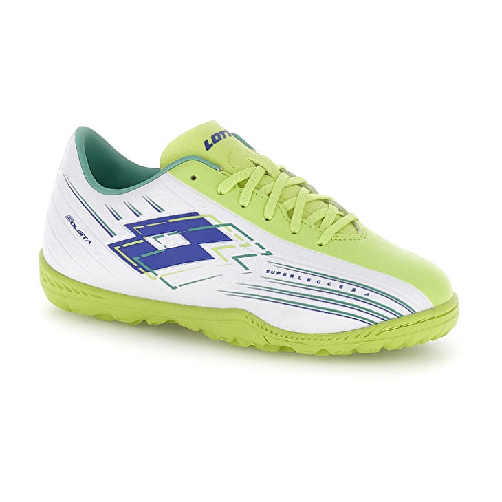 Kids' Lotto Solista 700 VIII TF JR Soccer Shoes White / Green Yellow | JE638293J2