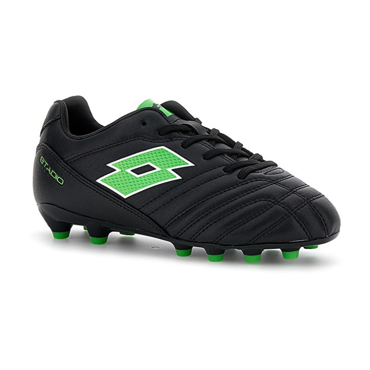 Kids' Lotto Stadio 705 FG JR Soccer Shoes Black / Green | XI137403O3