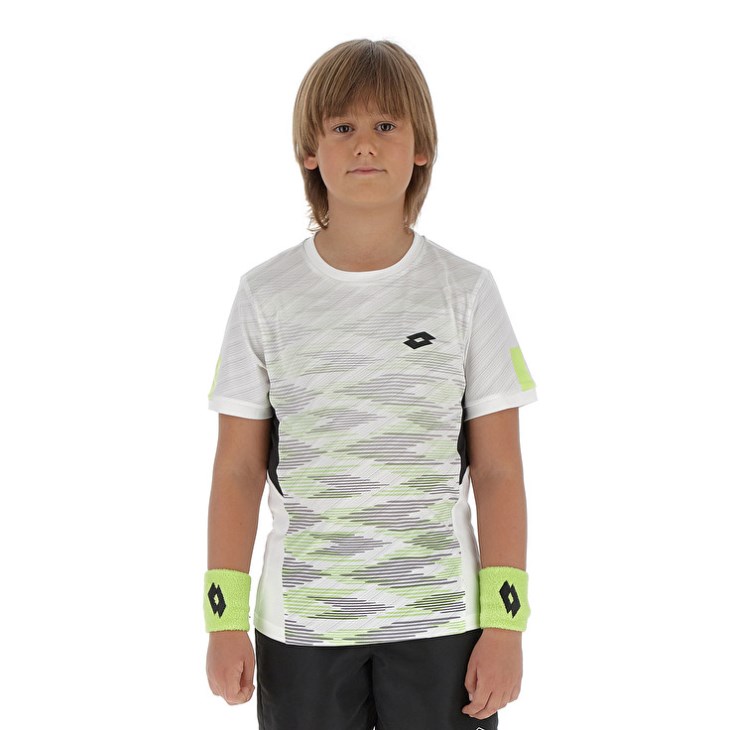 Kids' Lotto Tech B I D4 T Shirts White / Green | NN290959G9