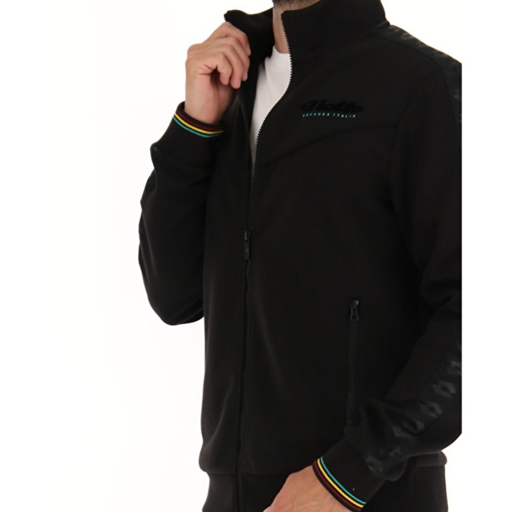 Men Lotto Athletica Classic V Zip FZ Sweatshirt Black | ZX238233M2