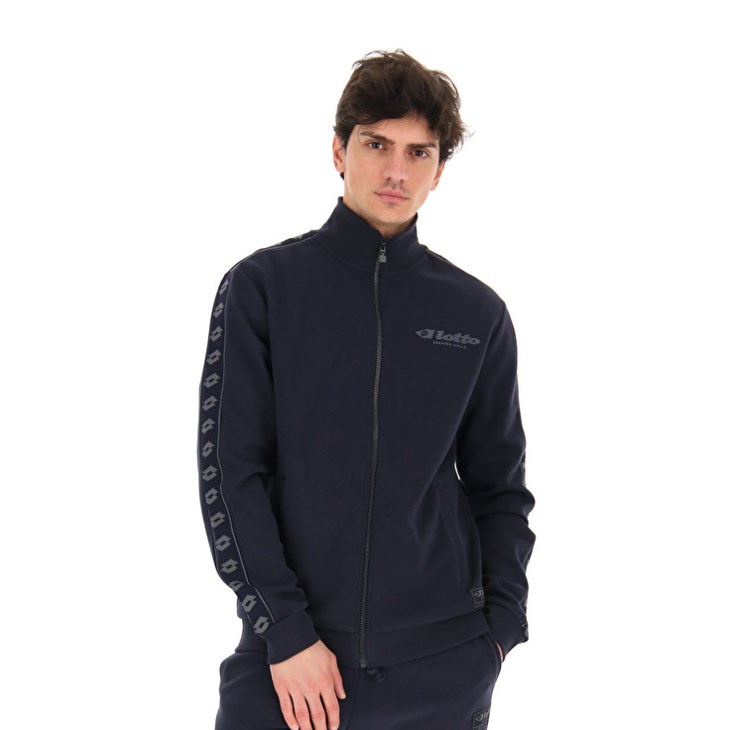 Men Lotto Athletica Due IV Zip FZ PL Sweatshirt Navy Blue | FH134883L9
