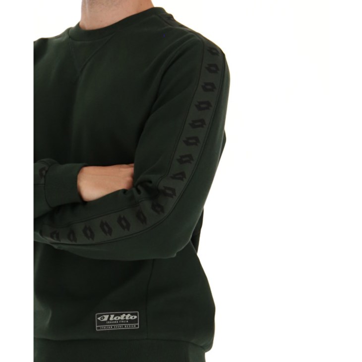 Men Lotto Athletica Due V Crewneck RN Sweatshirt Green | EF752455X5