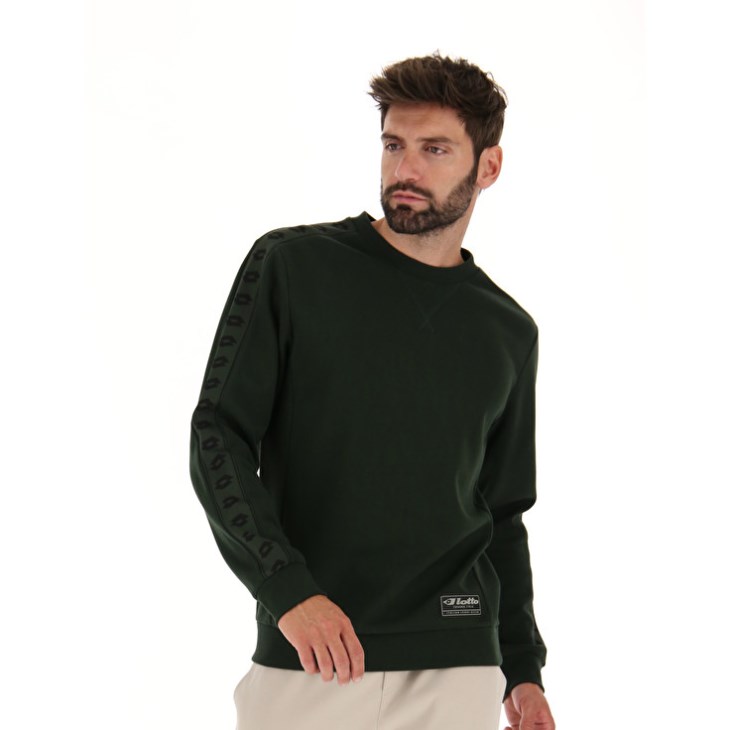 Men Lotto Athletica Due V Crewneck RN Sweatshirt Green | EF752455X5