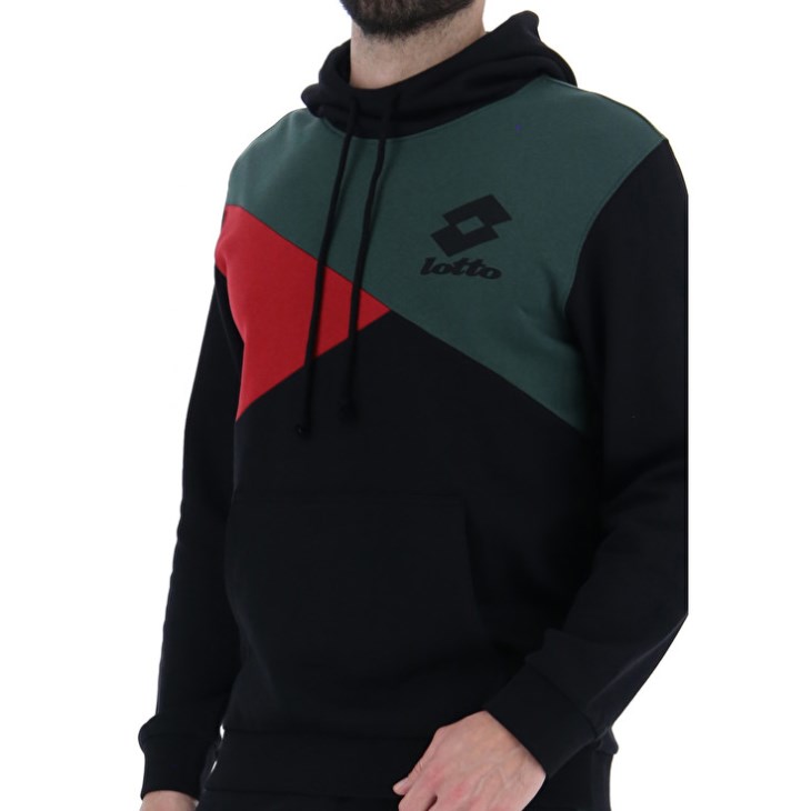 Men Lotto Athletica LG III Sweat HD FL Hoodie Black | JZ504400P4