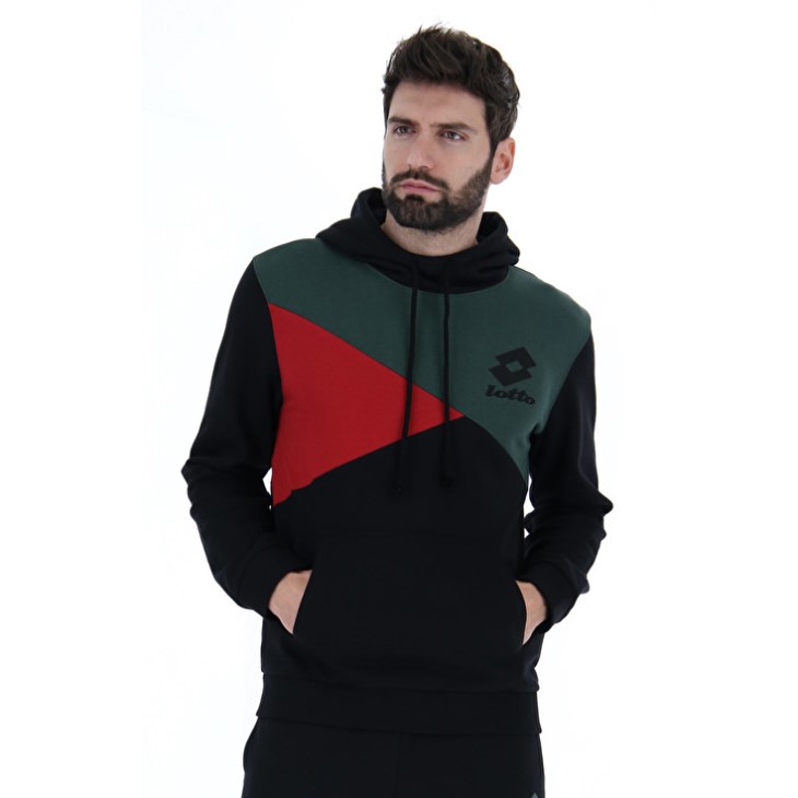 Men Lotto Athletica LG III Sweat HD FL Hoodie Black | JZ504400P4