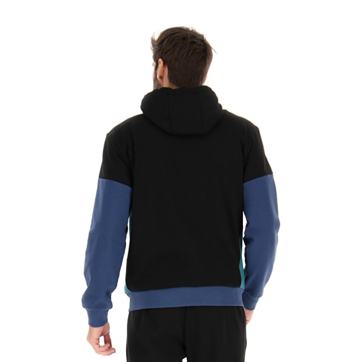 Men Lotto Athletica Plus II Sweat FZ HD Hoodie Black / Navy | SV980228U0