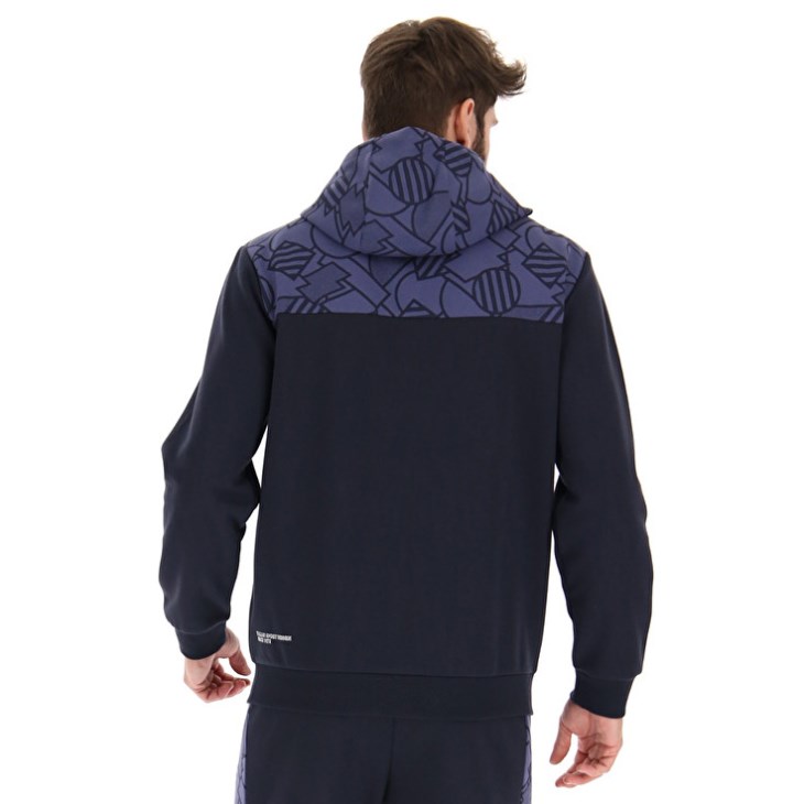 Men Lotto Athletica Prime Zip Sweat FZ Hoodie Navy Blue / Purple | YJ627642D9