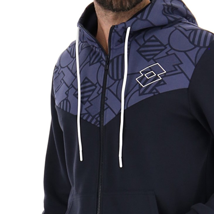 Men Lotto Athletica Prime Zip Sweat FZ Hoodie Navy Blue / Purple | YJ627642D9