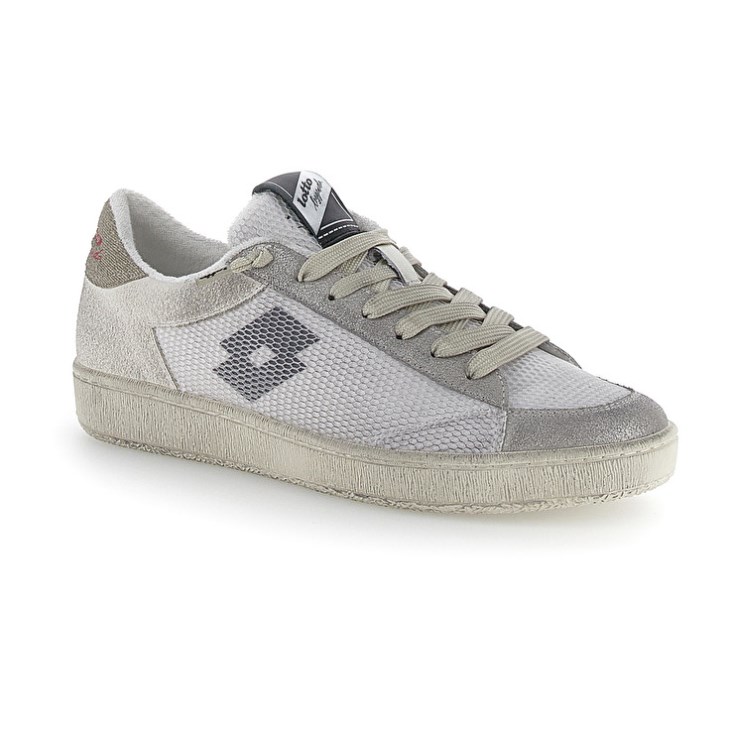Men Lotto Autograph Grid 1 Sneakers White / Dark Grey / Silver | CS552675Z4