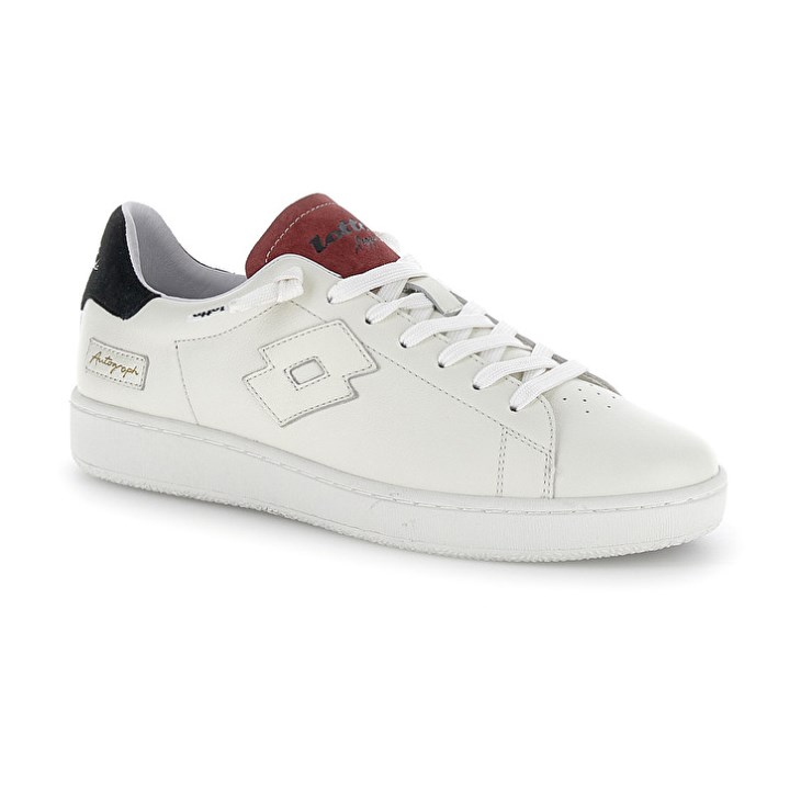 Men Lotto Autograph Suede Sneakers White / Black / Red | VZ401980G4