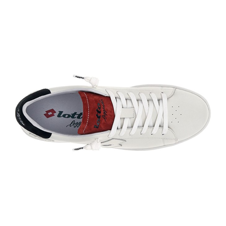 Men Lotto Autograph Suede Sneakers White / Black / Red | VZ401980G4