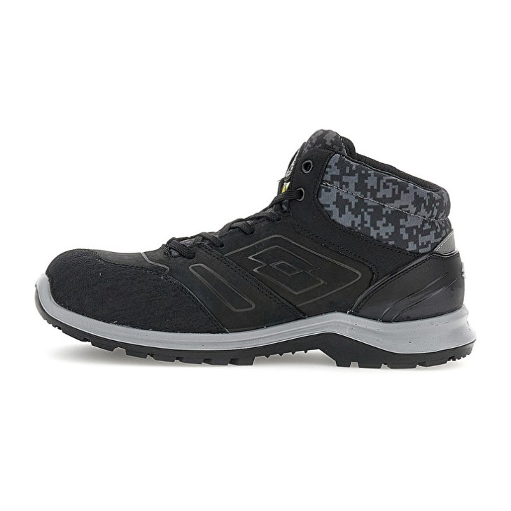 Men Lotto Hit 200 Mid S3 ESD Safety Shoes Black | QL501380T6