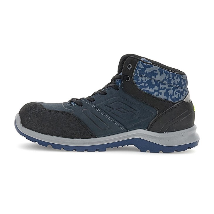 Men Lotto Hit 200 Mid S3 Safety Shoes Blue / Black / Green | ZG933433U1