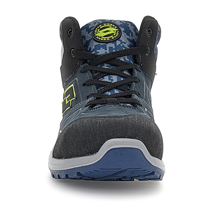 Men Lotto Hit 200 Mid S3 Safety Shoes Blue / Black / Green | ZG933433U1