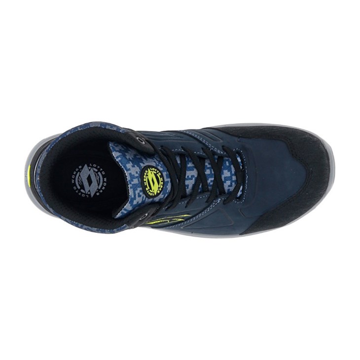 Men Lotto Hit 200 Mid S3 Safety Shoes Blue / Black / Green | ZG933433U1