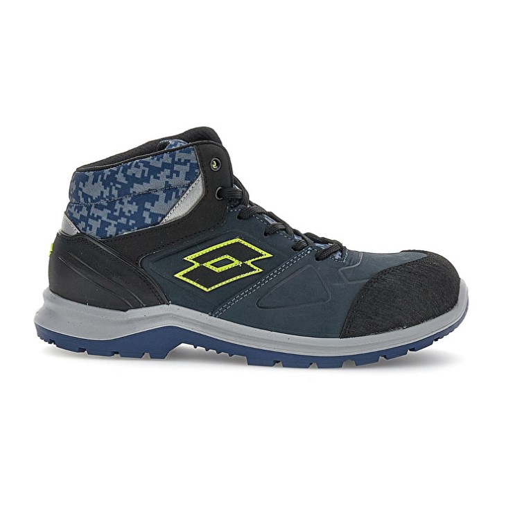 Men Lotto Hit 200 Mid S3 Safety Shoes Blue / Black / Green | ZG933433U1