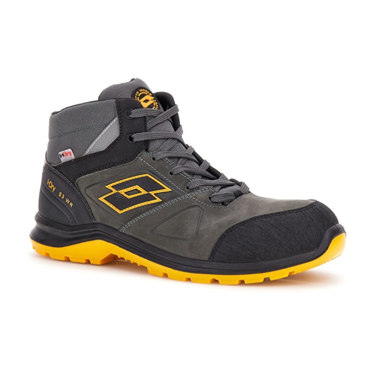 Men Lotto Hit 250 Mid S3 SRC Wr HDRY Safety Shoes Black / Yellow | OP483508Q5
