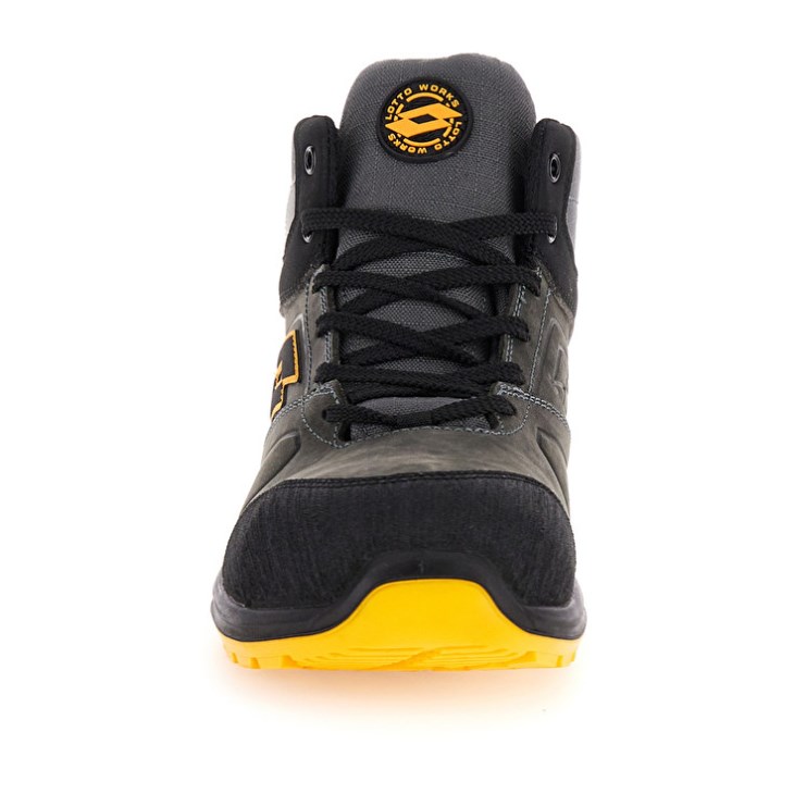 Men Lotto Hit 250 Mid S3 SRC Wr HDRY Safety Shoes Black / Yellow | OP483508Q5