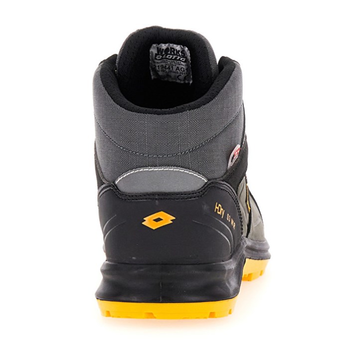 Men Lotto Hit 250 Mid S3 SRC Wr HDRY Safety Shoes Black / Yellow | OP483508Q5