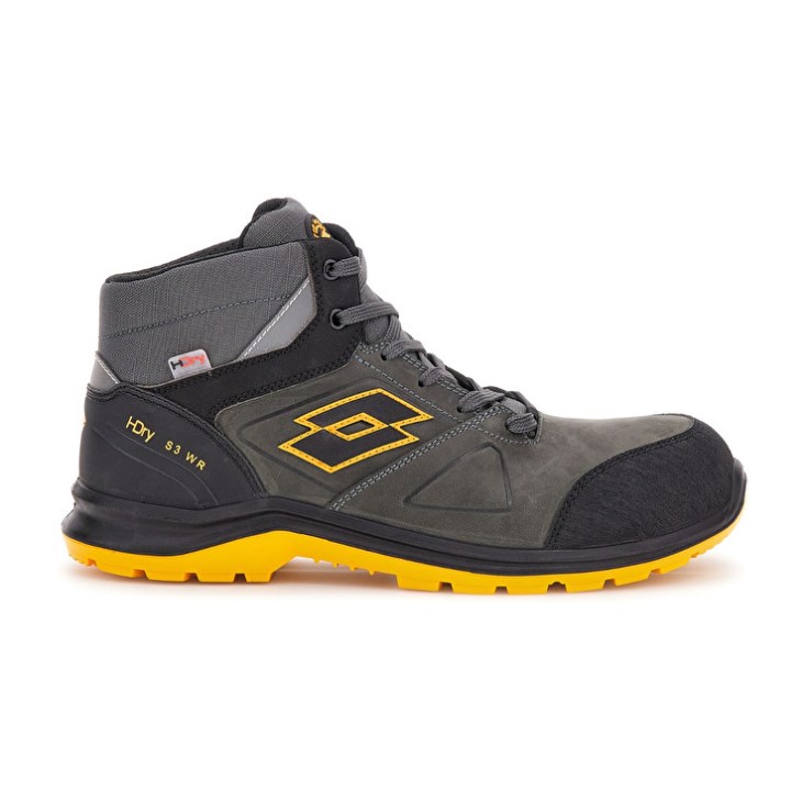 Men Lotto Hit 250 Mid S3 SRC Wr HDRY Safety Shoes Black / Yellow | OP483508Q5