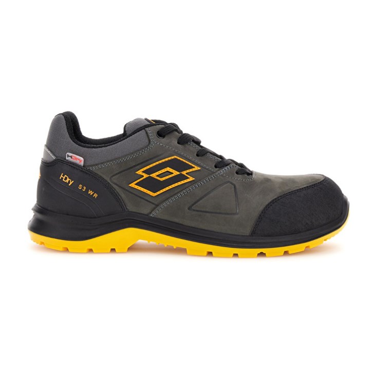 Men Lotto Hit 250 S3 SRC Wr HDRY Safety Shoes Dark Grey / Yellow | KV014121Q8