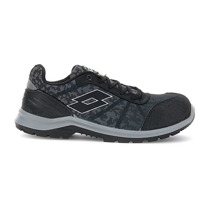 Men Lotto Hit 400 S1P ESD Safety Shoes Black / Grey | DB917321T7