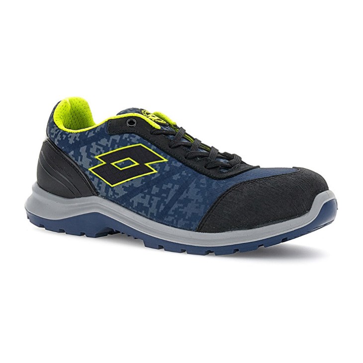 Men Lotto Hit 400 S1P Safety Shoes Blue / Green / Black | KG251455A9