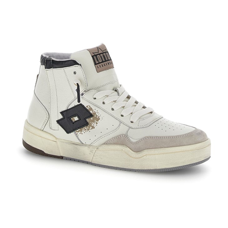Men Lotto Hoop Stars High Suede Basketball Shoes White | ZV718831C8