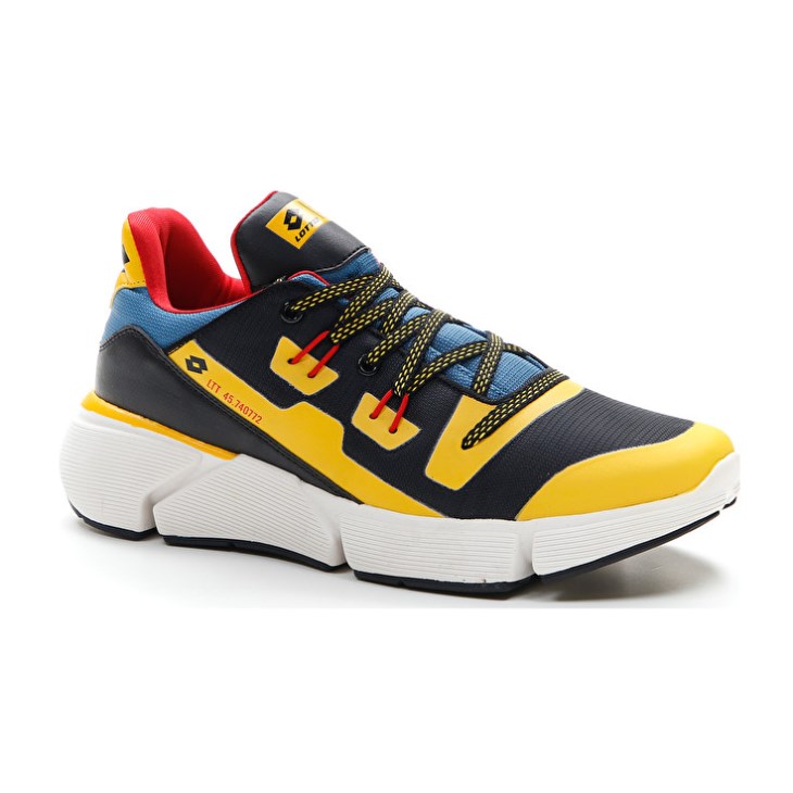Men Lotto Libra AMF 1 Sports Shoes Black / Gold / Blue | BQ394839S5