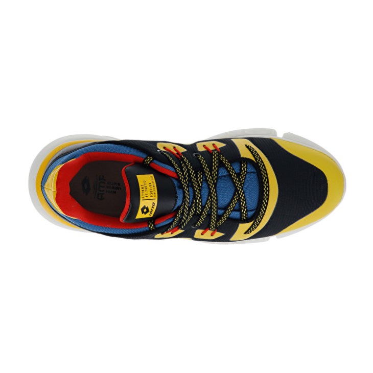 Men Lotto Libra AMF 1 Sports Shoes Black / Gold / Blue | BQ394839S5