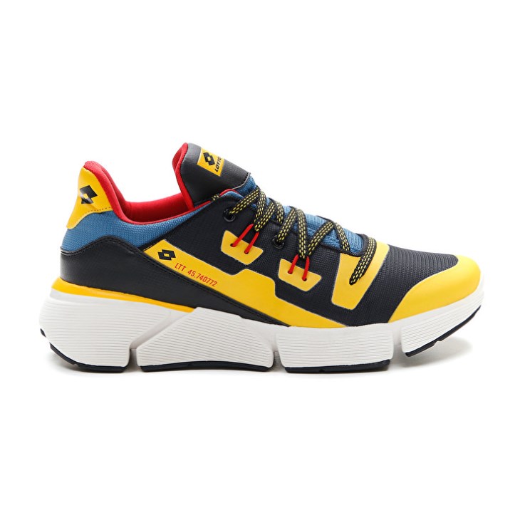 Men Lotto Libra AMF 1 Sports Shoes Black / Gold / Blue | BQ394839S5