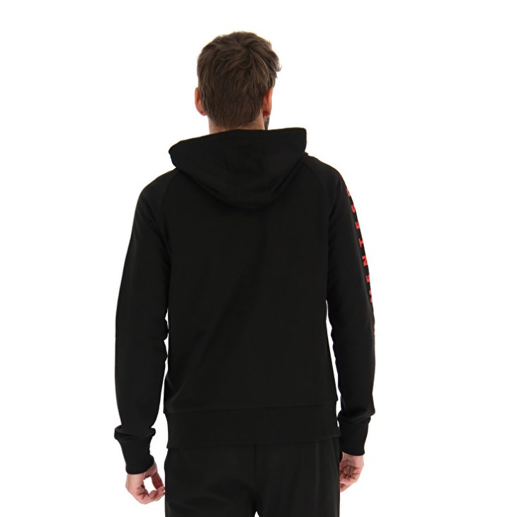 Men Lotto Logo Uno Sweat FZ HD Hoodie Black | YX831403I6