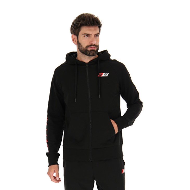 Men Lotto Logo Uno Sweat FZ HD Hoodie Black | YX831403I6