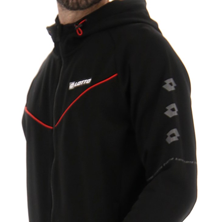 Men Lotto Logo VIII Sweat FZ HD Hoodie Black | NL718221E0
