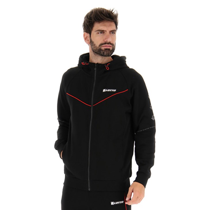 Men Lotto Logo VIII Sweat FZ HD Hoodie Black | NL718221E0