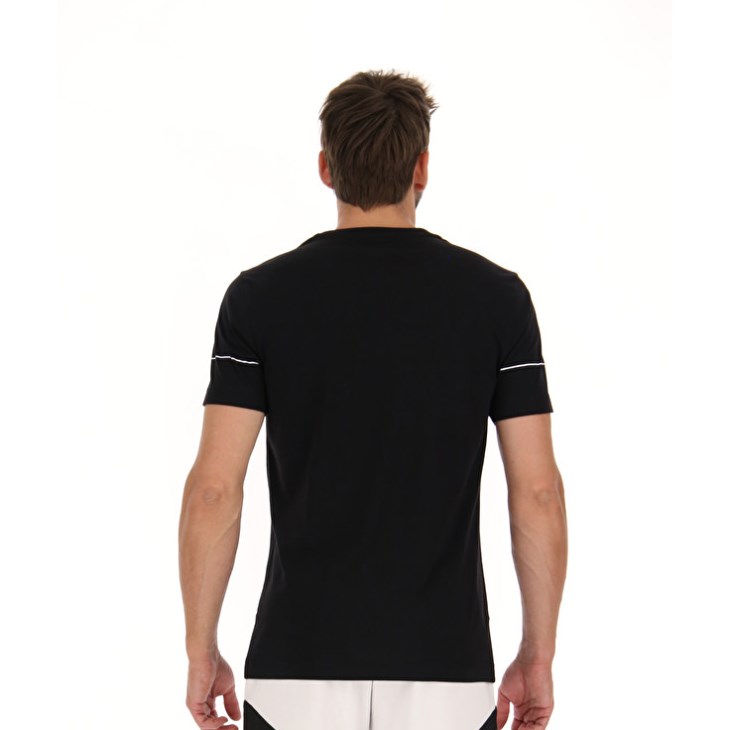 Men Lotto Logo VII Sports Zip 2 T Shirts Black | UV738073F7