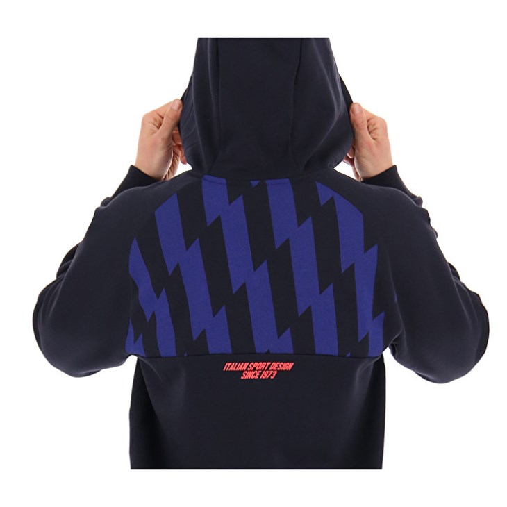 Men Lotto Logo VI Sweat HD FL Hoodie Black / Blue | US421292C2