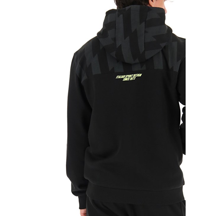 Men Lotto Logo VI Zip FZ HD FL Hoodie Black | RA118871X2