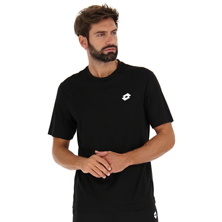Men Lotto MSP Sports Zip T Shirts Black | FR899659U6