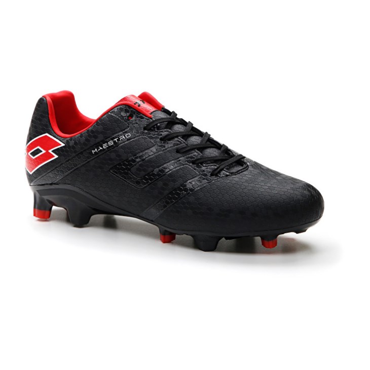Men Lotto Maestro 700 IV FG Soccer Shoes Black / Red | BV320642J3