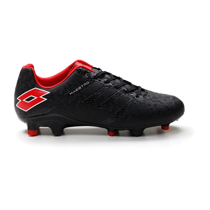 Men Lotto Maestro 700 IV FG Soccer Shoes Black / Red | BV320642J3