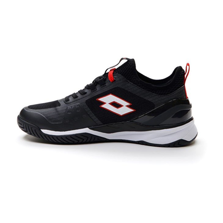 Men Lotto Mirage 200 SPD Tennis Shoes Black / White / Red | ON633453F2