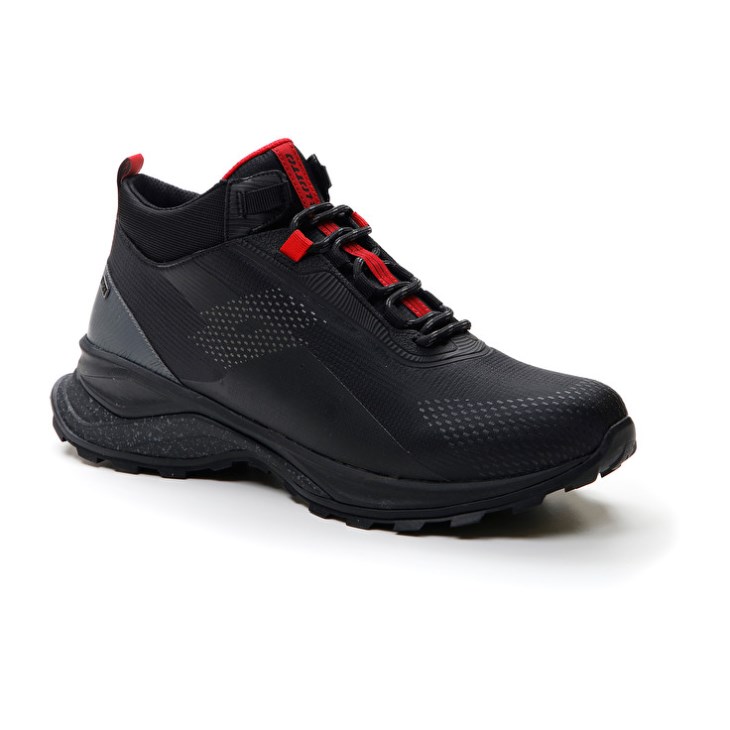 Men Lotto Moonrun 300 II Mid HD Trail Running Shoes Black | HK421592A1