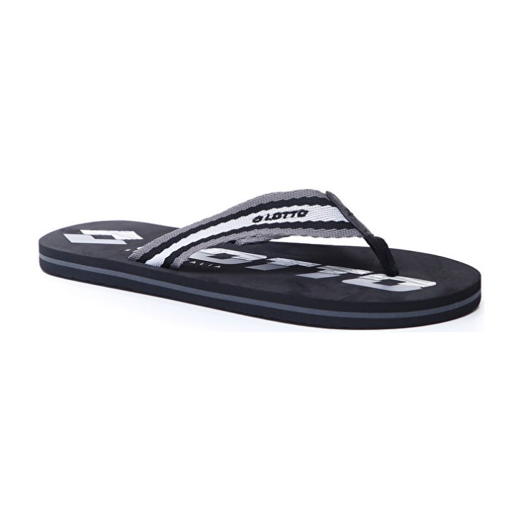 Men Lotto Nevis Flip Flops Black / Silver | XY777457G1