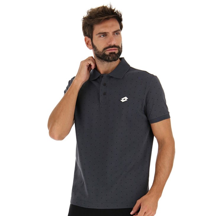 Men Lotto Polo Elba II PQ Polo Shirts Black | AM531303Q3