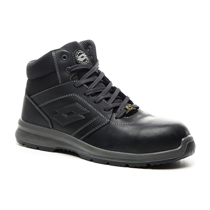 Men Lotto Race 400 Mid ESD S3 CH Safety Shoes Black | KR354475Z6